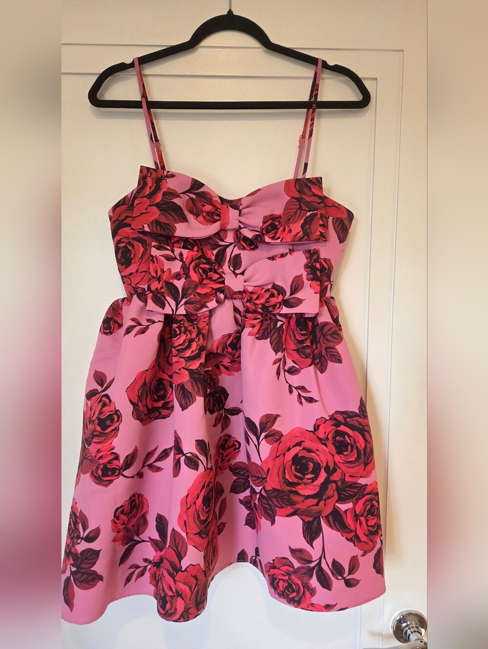 Sachin + Babi Pink Dress with Red Rose Print